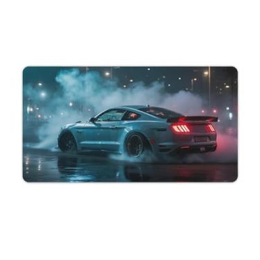 Imagem de HouLaiZhe Queime pneus com estilo com carros musculares à deriva tapetes de mouse para jogos JDM tapetes de mesa de carro grandes para teclado de mesa tapete de computador 40 x 75 cm