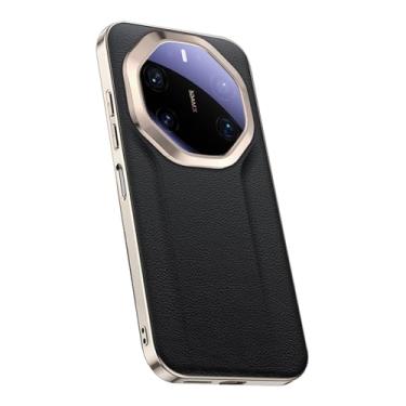 Imagem de POYUFRG Capa galvanizada para Huawei Mate 80 Pro Max/80 Pro/80, capa de couro de negócios de luxo ultrafina, capa de proteção de lente completa, preta, 80 Pro