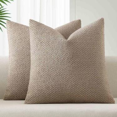 Imagem de JUSPURBET Conjunto de 2 capas de almofada, 50 x 50 cm, moderno, casa boho, decoração boho, para sofá, cama, sala de estar, capas de almofada macias e quentes e aconchegantes com zíper oculto, pedra