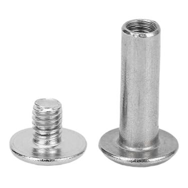 Imagem de KUIDAMOS Conjunto de Prendedor de Rebite de Cabeça Redonda Plana de Aço Inoxidável para Artesanato Em Couro Roupas 50 Conjuntos M3.5 0.2x0.6x0,4 pol. para Parafuso de Rebites Decorativos