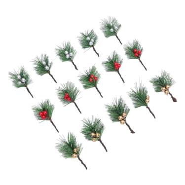 Imagem de Zerodis Picaretas Artificiais de 15 Peças Com Frutas Vermelhas, Prateadas e Douradas, Conjunto Decorativo de Azevinho para o Natal, Decoração Festiva de Férias de Inverno, Planta Artificial