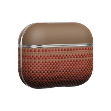 Imagem de PITAKA Capa para AirPods Pro 2/Pro, capa protetora fina para AirPods Pro 2, compatível com MagSafe, couro e fibra de aramida, pôr do sol
