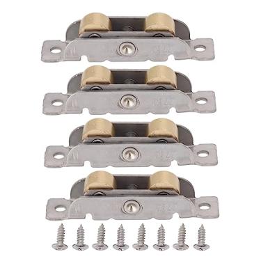 Imagem de Alomejor Rolo Deslizante da Porta do Pátio, Conjunto de Roda de Rolamento de Esferas de Aço Inoxidável de 4 Unidades Com Trilha de Cobre, Kit Universal de Substituição de Porta de Vidro (Roda plana)