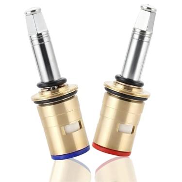 Imagem de 377XKRHJKABNF & 377XKLHJKABNF Kit de cartucho longo de cerâmica fria e quente de 1/4 volta, compatível com cartucho de torneiras Chicago, haste longa para tampas ocultas