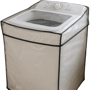 Imagem de Capa protetora para maquina de lavar roupa de lavanderia, resistente , azul.