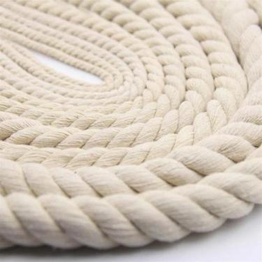Imagem de Corda De Algodão Natural Bege Torcida Para Macramê, Fio Para Artesanat
