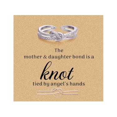 Imagem de Ukodnus Anel de nó mãe e filha – Anel infinito de coração em prata, ouro, ouro rosa – Anéis combinando para mãe e filha para aniversário, Natal, presente para mãe e filhas, Medium, Aço inoxidável, Sem