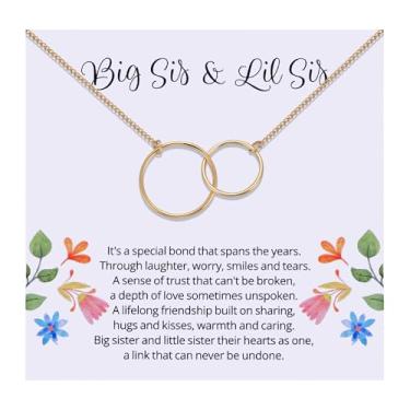 Imagem de Colar com círculos entrelaçados, presente para irmã, presente para irmãs Lil Sis, presente para irmãs, irmandade, presente de aniversário de longa distância para melhor amiga, presentes para ela