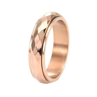 Imagem de Vinoya Anel de ansiedade para mulheres e homens anel giratório de aço inoxidável de titânio banhado a ouro branco/amarelo/rosa tamanho 6-12, 9, Aço inoxidável, Sem pedra preciosa