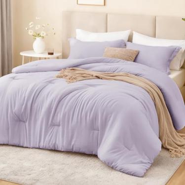 Imagem de Love's cabin Conjunto de edredom Queen Lavanda, 3 peças, pré-lavado, tamanho Queen com 1 edredom (220 × 90") e 2 fronhas (50 cm x 66 cm), leve e respirável para todas as estações