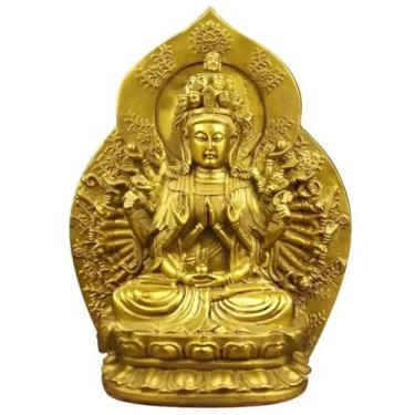 Imagem de FENNYYAR Estátua de Buda Guanyin de cobre da sorte com mil mãos do Feng Shui, 16 cm, Buda de Deus oferecendo decoração de casa