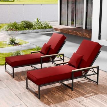 Imagem de AOFEITE Conjunto de 2 almofadas de espreguiçadeira para ambientes externos, 182 x 53 x 15 cm, à prova d'água e resistente ao desbotamento, para móveis de pátio, almofadas para poltronas com capa