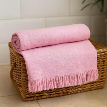 Imagem de Mantas Decorativas 100% Algodão - Conjunto Luxuoso para Cama e Sofá, Modelos Exclusivos, Macias e Laváveis(POP 2,20mX1,50m ROSA BEBE)