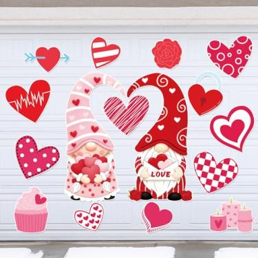 Imagem de Flutesan 16 peças de ímãs de porta de garagem para decoração de dia dos namorados adesivo de ímã de gnomo amor decalque de porta de garagem coração gnomo ímã de caminhão adesivo de geladeira para casa