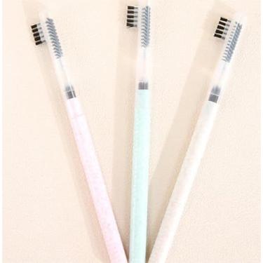 Imagem de Pincel corretivo para sobrancelhas 3 em 1 — Ferramenta de maquiagem multiuso portátil com 3 carretéis diferentes para separar cílios, evitar aglomerados de rímel, modelar sobrancelhas (rosa)