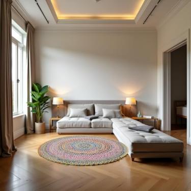 Imagem de Craft Trade Tapete de juta, tecido à mão, tapete boho reversível trançado de fibra natural, tapete decorativo multicolorido rústico para sala de estar, cozinha, quarto, sala de jantar, corredor - 1,8