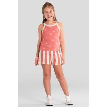 Imagem de Blusa infantil menina regata floral Brandili, 10, Rosa