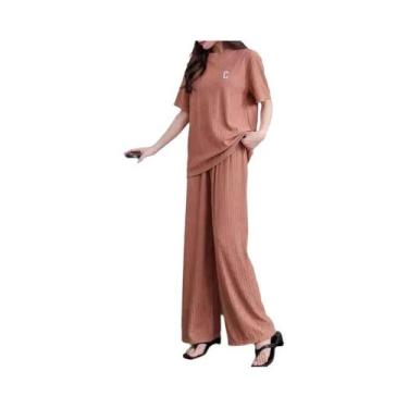 Imagem de Conjunto De Pijamas Femininos Quentes De Flanela Manga Longa Em Veludo