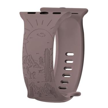 Imagem de Pulseira de relógio de silicone macio esculpida em cacto, compatível com Apple Watch série 11 10 9 8 mm, 42 mm, 44 mm, 45 mm, 46 mm, 49 mm, para iWatch séries 11 10 9 8 7 6 5 4 SE, ultra homens wom