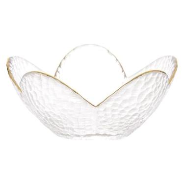 Imagem de fruteira cesta Tigela de vidro flor com sobremesa salada frutas jam tigela bandeja de armazenamento decorativo berloque placa servindo sustentável bancada(Large)