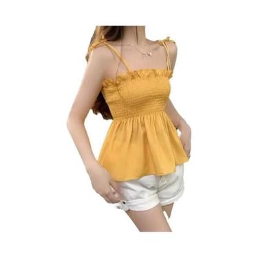 Imagem de Camisola Feminina Sem Costas Y2K 2024, Top Casual Elegante Em Cor Sóli