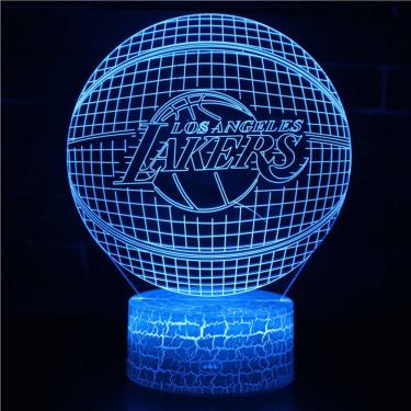 Imagem de Luz noturna LED 3D Lakers Basketball que muda de cor