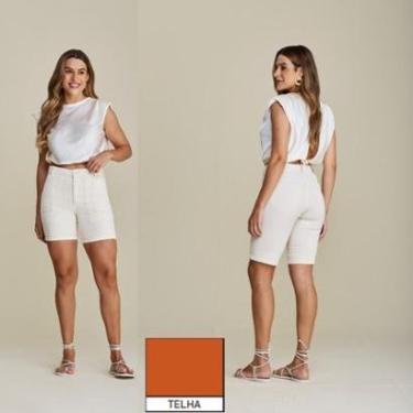 Imagem de Bermuda sarja modeladora ciclista lycra Cris Jeans-Feminino