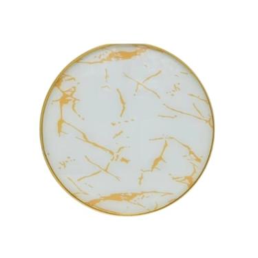 Imagem de Bandeja Redonda Dourado Decorativa (Bandeja Branca Média)