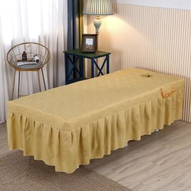 Imagem de Lençol de mesa de massagem, simples, cor sólida, acolchoado, massagem, confortável, respirável, spa, massagem, salão de beleza, salão, salão, pele, fumigação, roupa de cama ajustada, spa, amarelo||60
