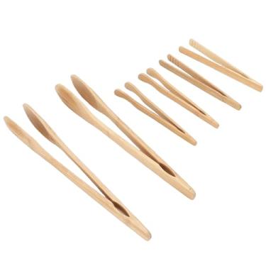 Imagem de POCREATION Conjunto de Pinças de Madeira de 6 Peças, Pinças de Cozinha Curvadas Retas do Lanche para a Cozinha, Com Aperto Confortável, para Sobremesas de Massas de Salada de Bacon