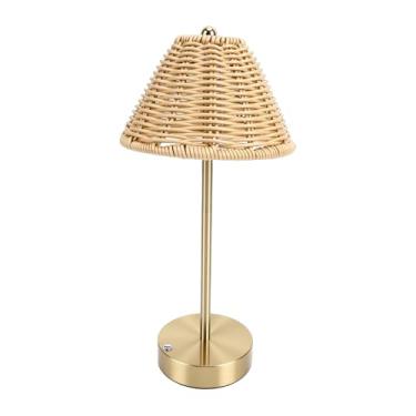 Imagem de SUNGOOYUE Abajur Boho, 13,0 X 6,3 Polegadas, Tecido de Rattan, Alimentado por USB, Lâmpada de Cabeceira Com Luz Macia para Cuidar Dos Olhos, para Quarto, Sala de Estar, Leitura