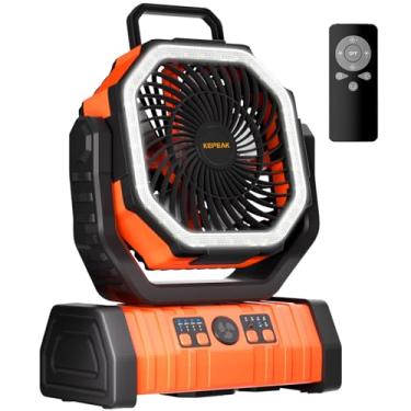 Imagem de KEPEAK Ventilador de acampamento portátil, ventilador operado por bateria recarregável de 20000 mAh para ambientes externos internos (laranja)