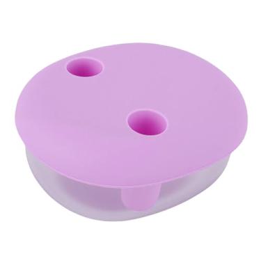 Imagem de HURRISE Caixa de Lanche Sem Bagunça, Tampa de Dedo de Silicone Embutida 2 Em 1, Vedação à Prova de Vazamento, Recipiente de Lanche de Plástico ABS de Qualidade Alimentar Reutilizável Com (Roxo)