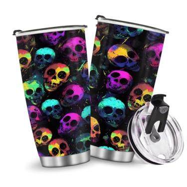 Imagem de Copos com isolamento de caveira, presentes para mulheres, homens, meninas, meninos, mãe, marido, pai, Halloween, aniversário, Natal, esqueleto, terror, presentes escuros, garrafas de água 590 ml