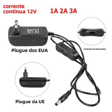 Imagem de Adaptador De Fonte De Alimentação 12V 1A 2A 3A Com Plugue EU/US Para I