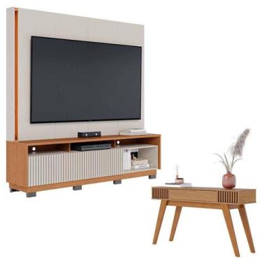 Imagem de Estante Home Theater Jordão Com Pés Off White Freijó E Aparador Rivier