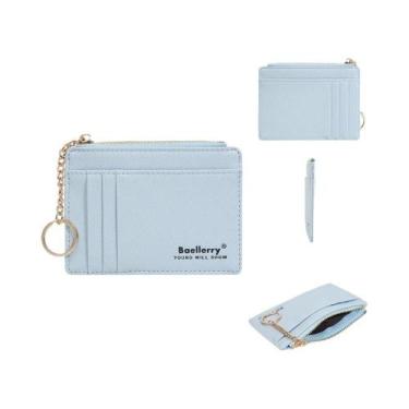 Imagem de Carteira Slim Feminina Multi Cartões Com Chaveiro Estilo Ins, Bolsa De