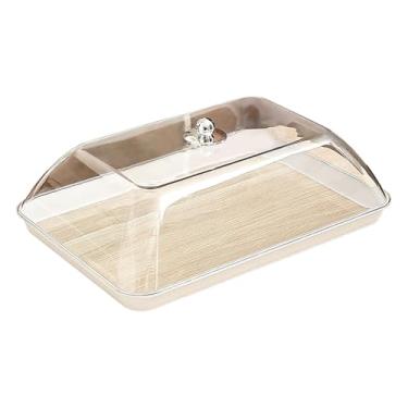 Imagem de Baoblaze Suporte para bolo com cúpula transparente, bandeja retangular para servir sobremesas, travessa multifuncional e suporte para para hotéis, Xl