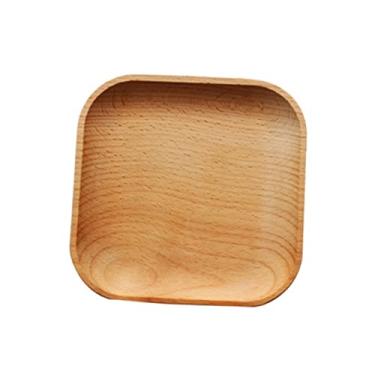 Imagem de Bandeja de madeira para servir 3 peças, bandeja quadrada para lanche, para restaurante, estilo japonês, prato de comida, bandeja para segurar copos, prato de sobremesa, bambu, estilo japonês, placa qu