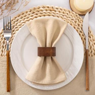 Imagem de Santaben Guardanapos de pano de outono dourado champanhe conjunto de 12 guardanapos de algodão laváveis a granel 43 cm × 43 cm para decoração de mesa de casamento festa de casamento chá de bebê