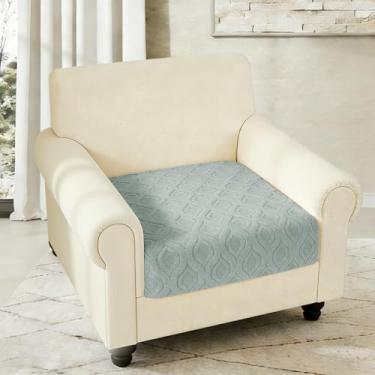 Imagem de Arfntevss Capa de sofá de pelúcia para cães de estimação, lavável, felpuda, única, capa de cadeira, antiderrapante, para apoio de braço, protetor de móveis (cinza de pelúcia jacquard, 90 cm x 90 cm)