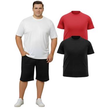 Imagem de Kit 2 Camiseta Manga Curta Masculina Dryfit Fitness Plus Size Cor:Colo