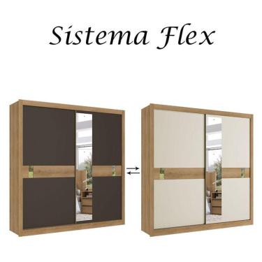 Imagem de Guarda Roupa Casal Copenhagen Glass 2 Portas Capuccino Off White Cacau Flex E Cabeceira Formosa Capuccino - Thb