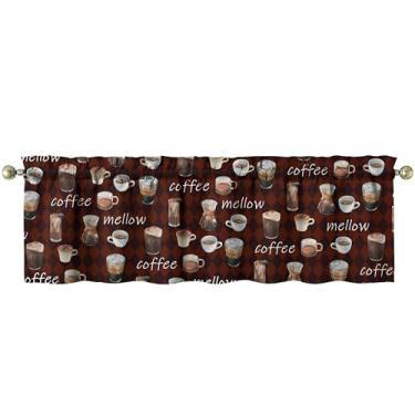 Imagem de Tapesb Cafeteria de cozinha engraçada pequena cortina de janela sobre pia essencial para cozinha, quarto, lavanderia, 45,7 x 137,2 cm