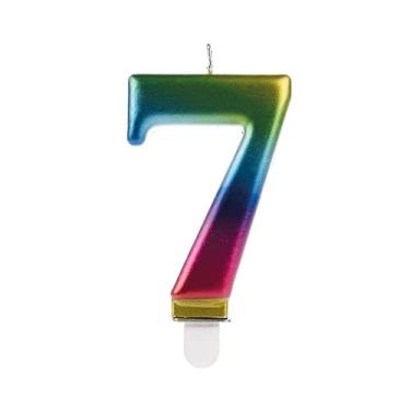 Imagem de Vela de Aniversário Wave Colorida Número 7-01 unidade
