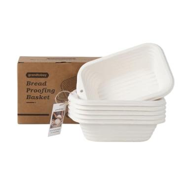 Imagem de Cesta retangular de polpa de 15 x 20 cm à prova de pão com 30 peças de cobertura de pão para pão profissional e caseiro