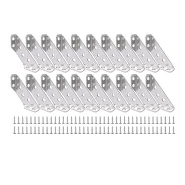 Imagem de 30 conjuntos de suportes de canto de aço inoxidável para móveis conectores de prateleira angular suporte de armário suporte de cantos de armação de fixação (20 conjuntos)