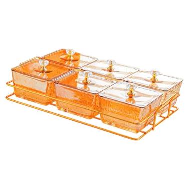 Imagem de Generic Bandeja divisória para servir, recipiente para armazenamento, caixa para guardar alimentos, recipientes, prato para doces e nozes, bandeja para servir, Laranja