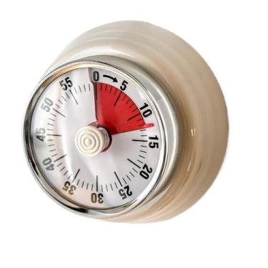 Imagem de Cronômetro De Cozinha Imã Lembrete Mecânico De Aço Inoxidável Contagem Regressiva Casa Analógico(Branco)