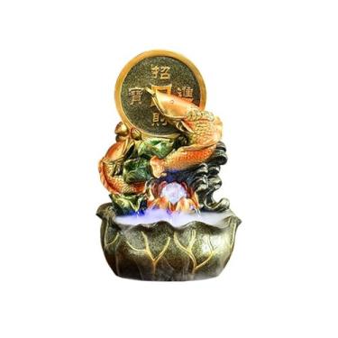 Imagem de Fonte de água de mesa, fonte de água para escritório, atrai riqueza para melhorar Feng Shui, enfeites de mesa de café, sala de estar, mesa de trabalho, presentes para decoração de casa e escritório
